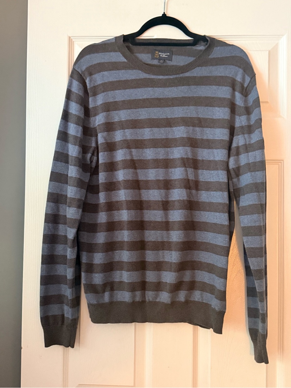 Wallin & Bros Striped Cotton Cashmere Knit Crewneck Sweater Men's L